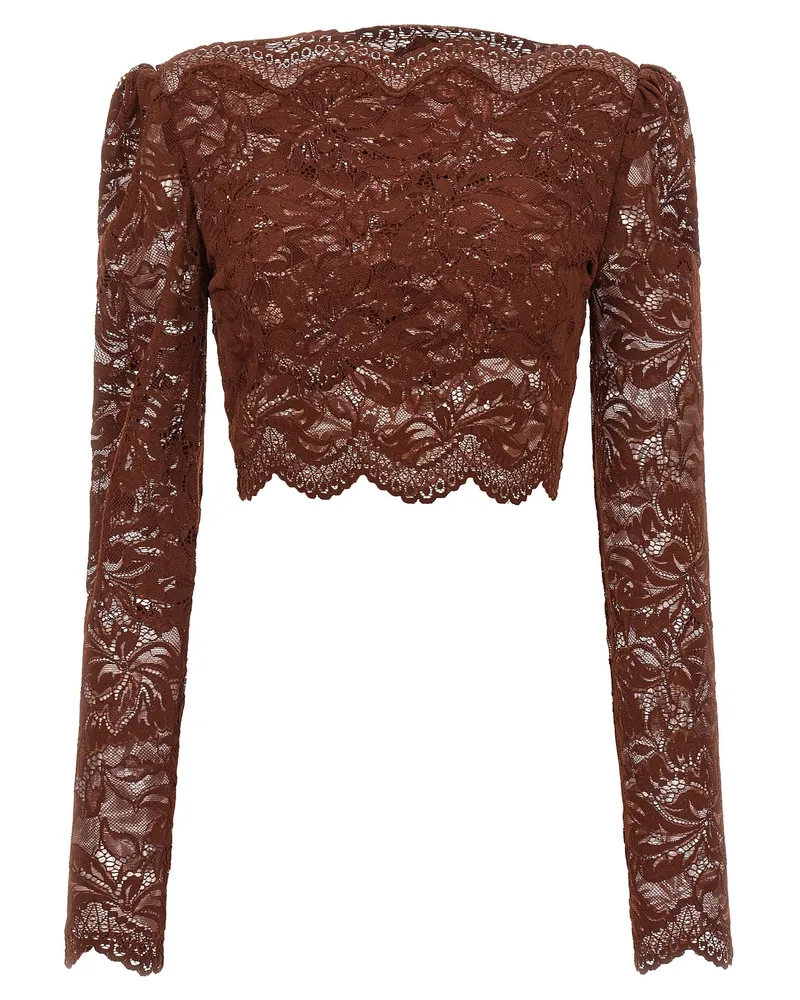 Paco Rabanne Lace Crop Top Brown