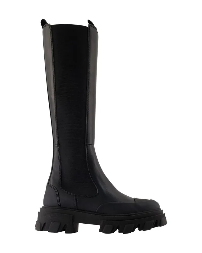 Ganni Chelsea Boots  Leder Schwarz Black