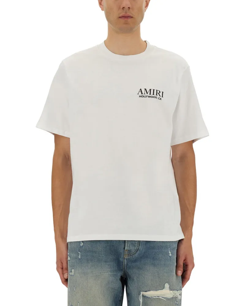 Amiri Bones gestapeltes Druck -T -Shirt White