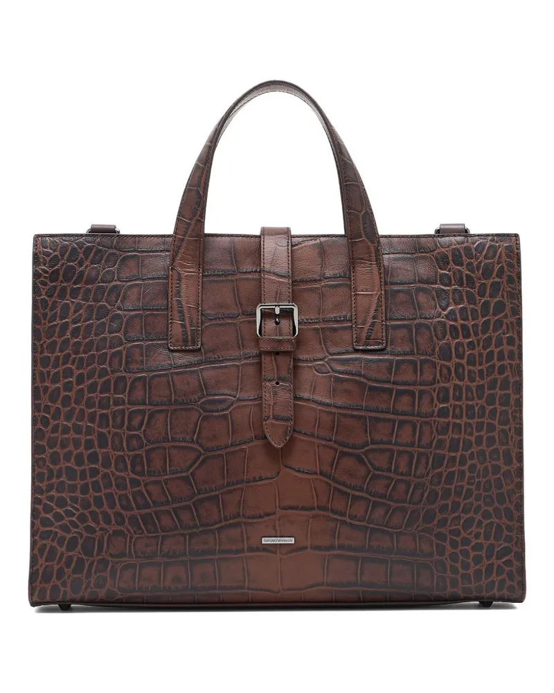 Emporio Armani Leder Aktentasche Brown