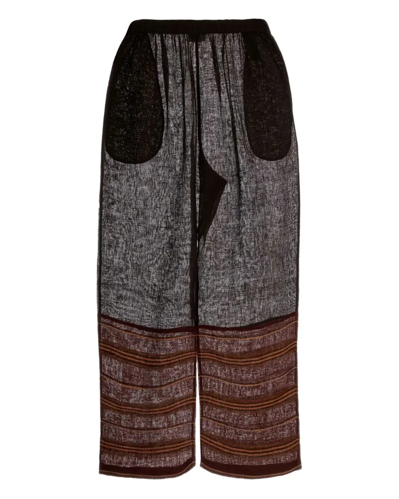 Tory Burch Gestreifte Strandhose aus Leinen von Brown