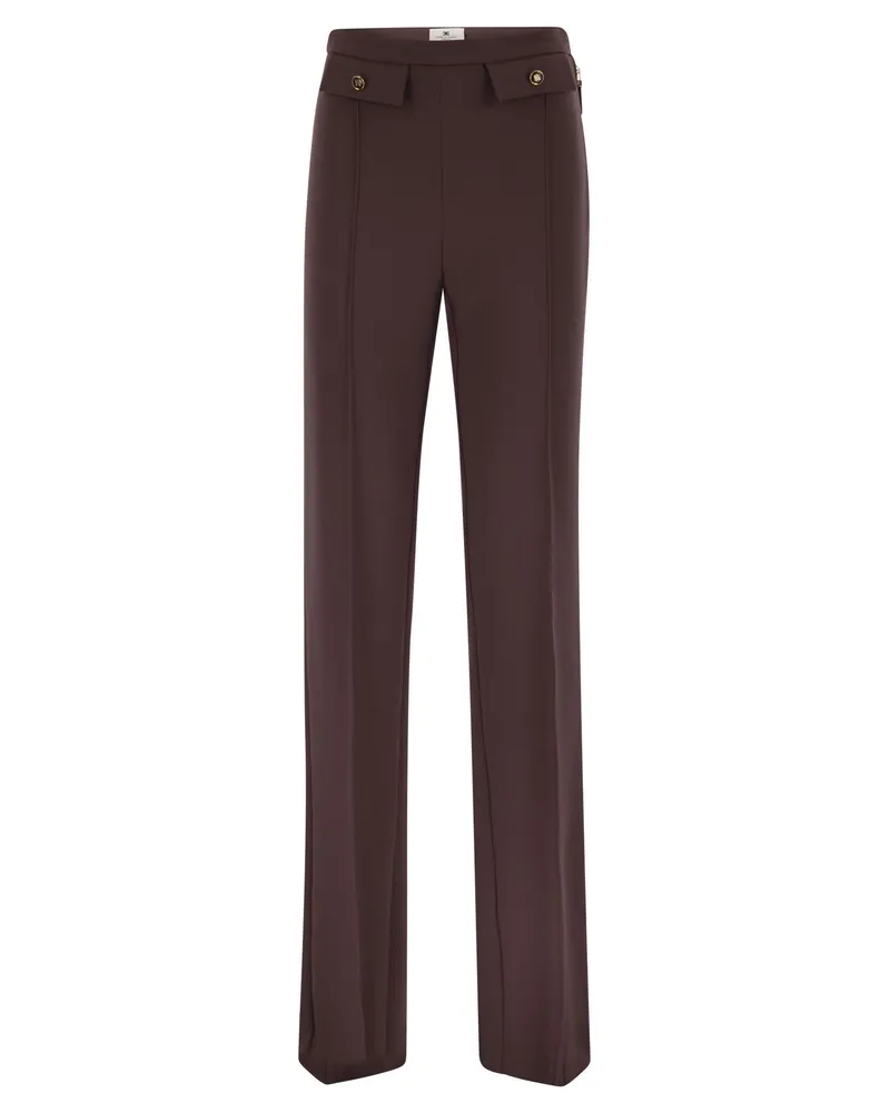 Elisabetta Franchi Double Crepe Trousers Bordeaux