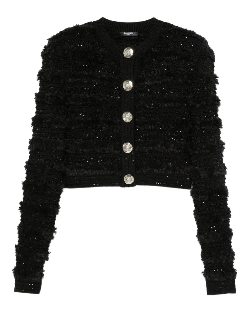 Balmain Tweed Cardigan Black