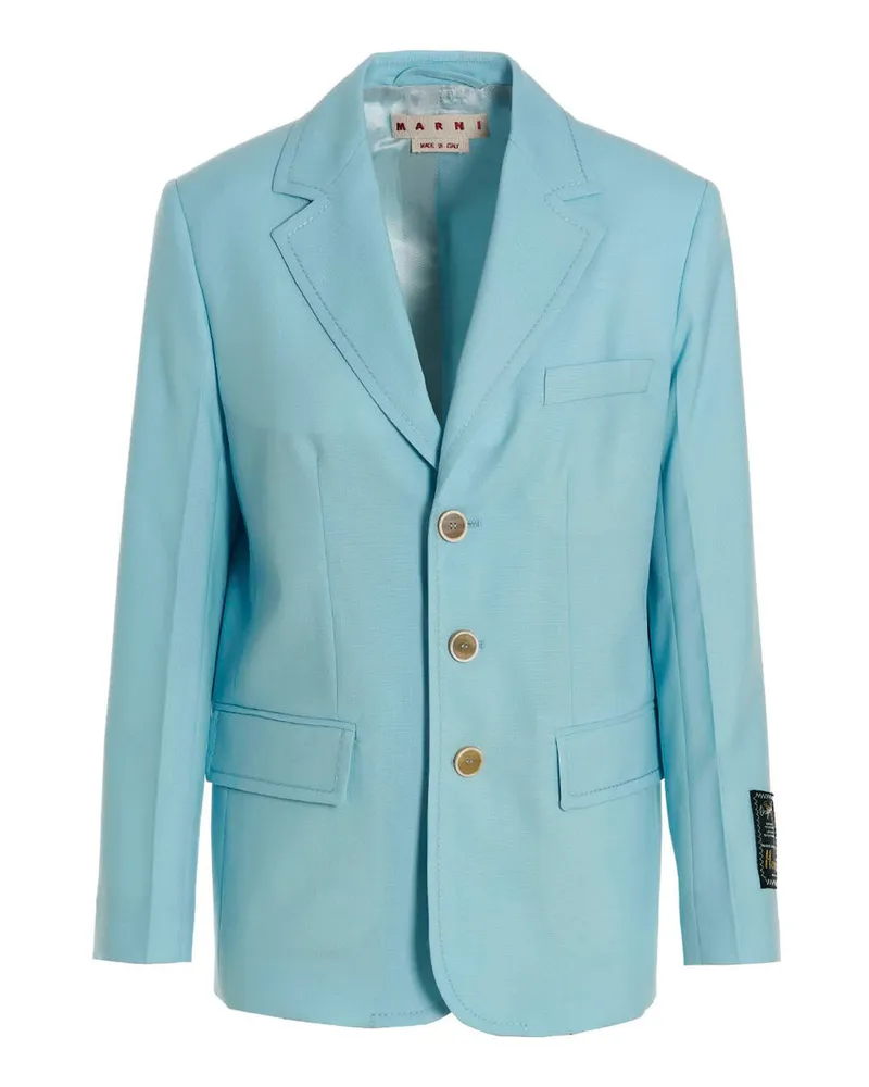 Marni Single Breasted Blazer Jacke Hellblau