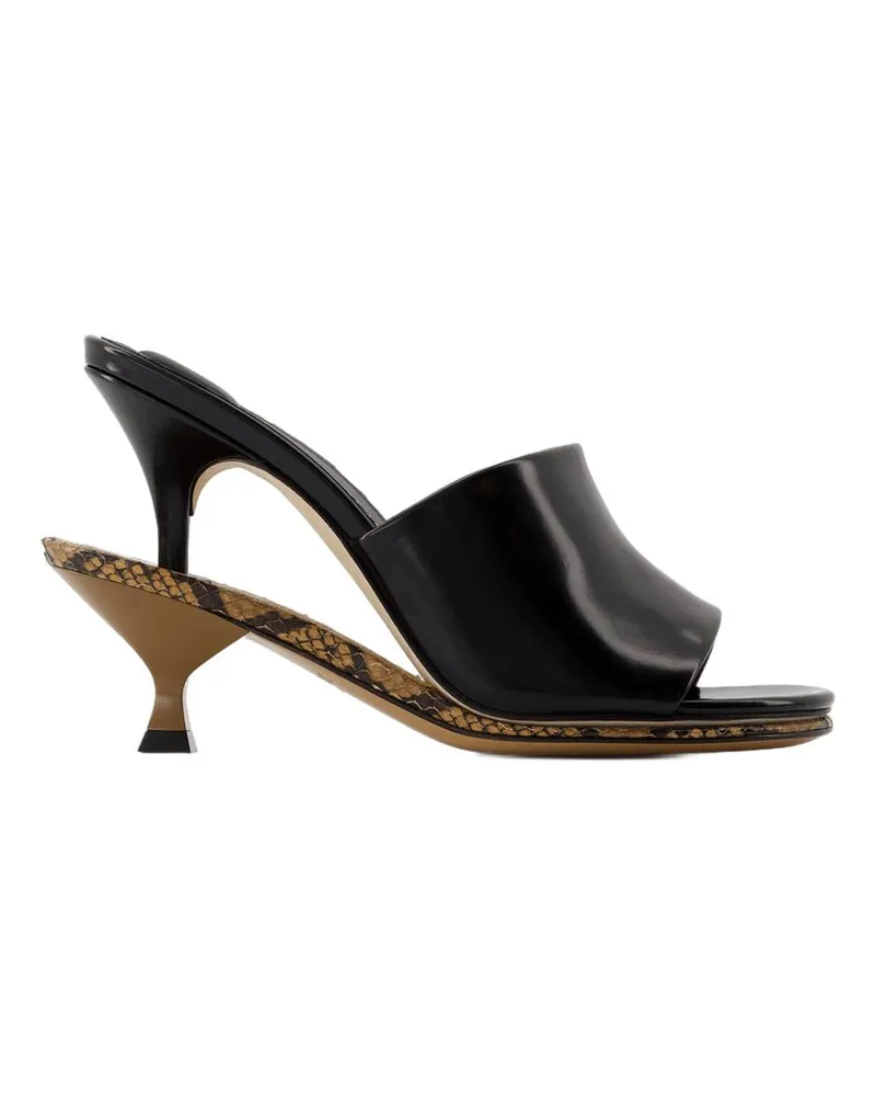 Jacquemus Les verdoppelt Maultiere Sandalen  Leder schwarz Black