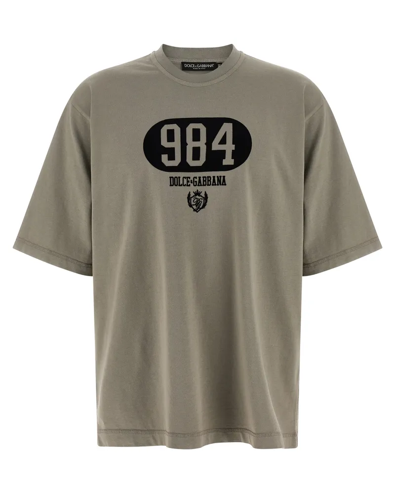 Dolce & Gabbana Flocked Print T -Shirt Gray