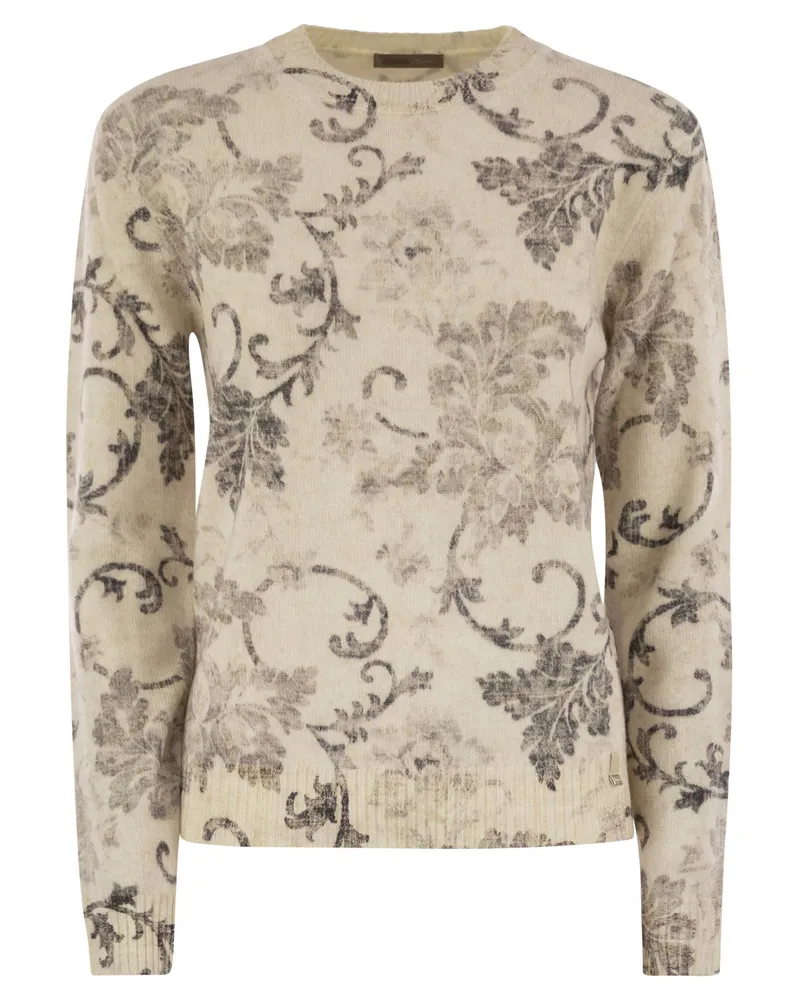 Herno Wollspringer mit Blumenmuster Cream