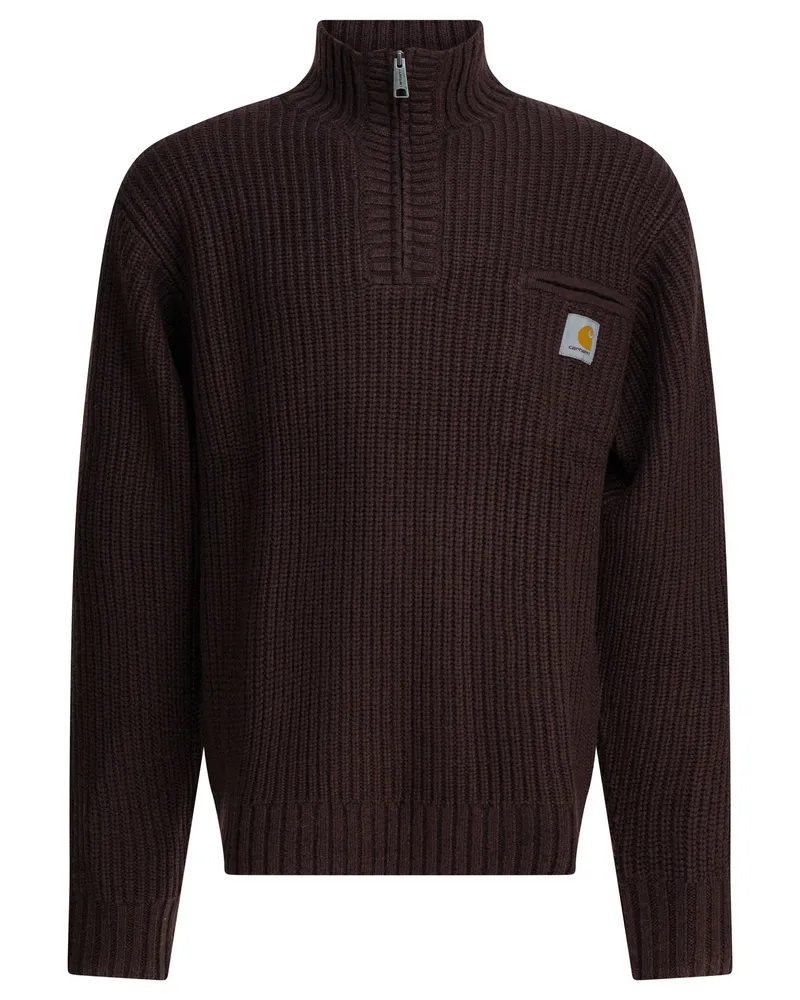 Carhartt WIP Detroit“ Pullover mit halbem Reißverschluss Brown