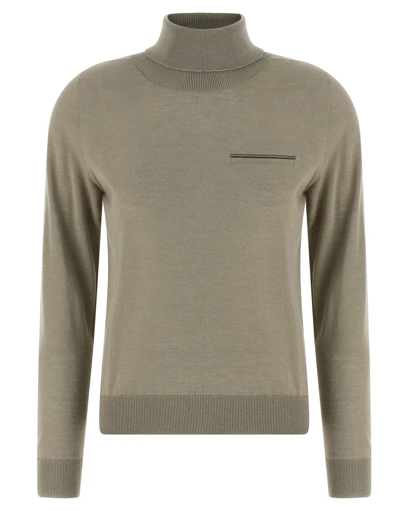Peserico Jewel Pocket Rollkragenpullover Pullover Gray