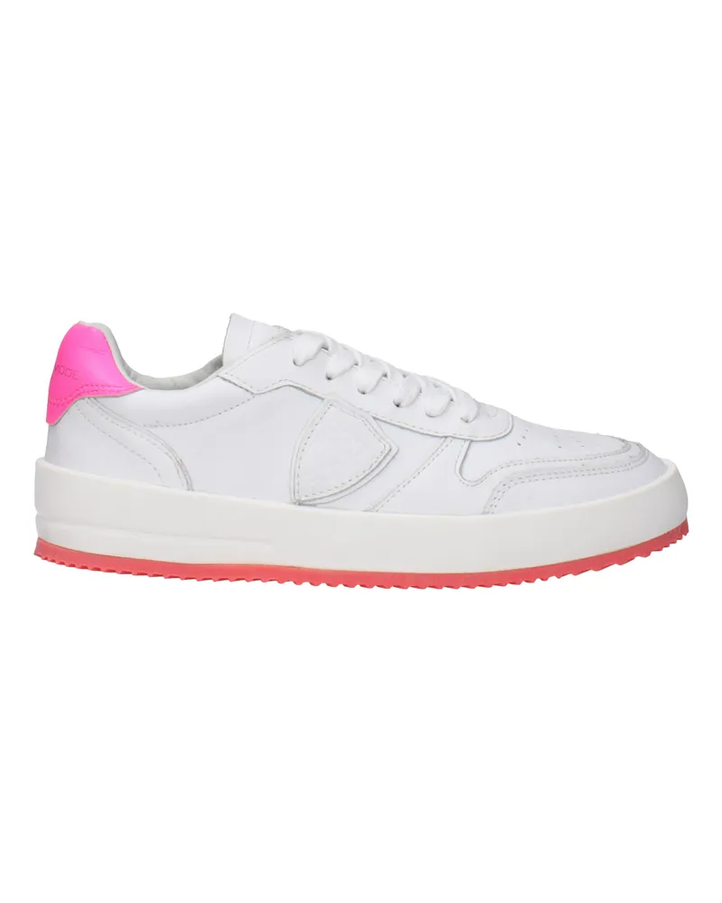 Philippe Model Sneakers Schöne Damens Weiß/Rosa Neonleder -