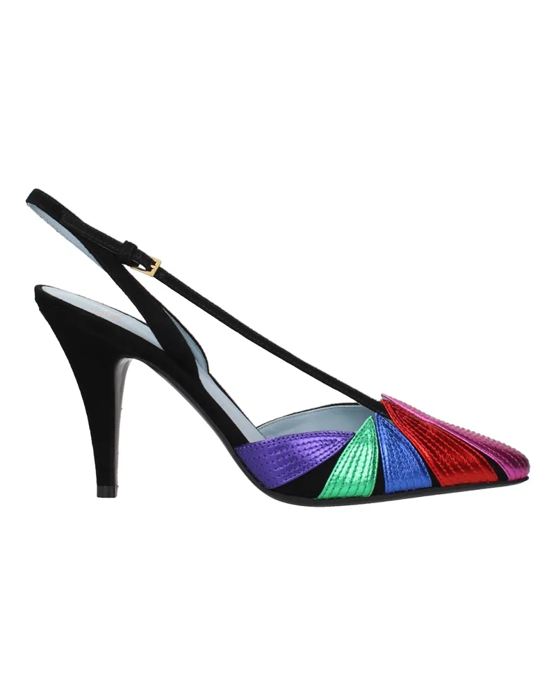 Valentino Garavani Damens Sandalen Wildleder Schwarz/Mehrfarbig -