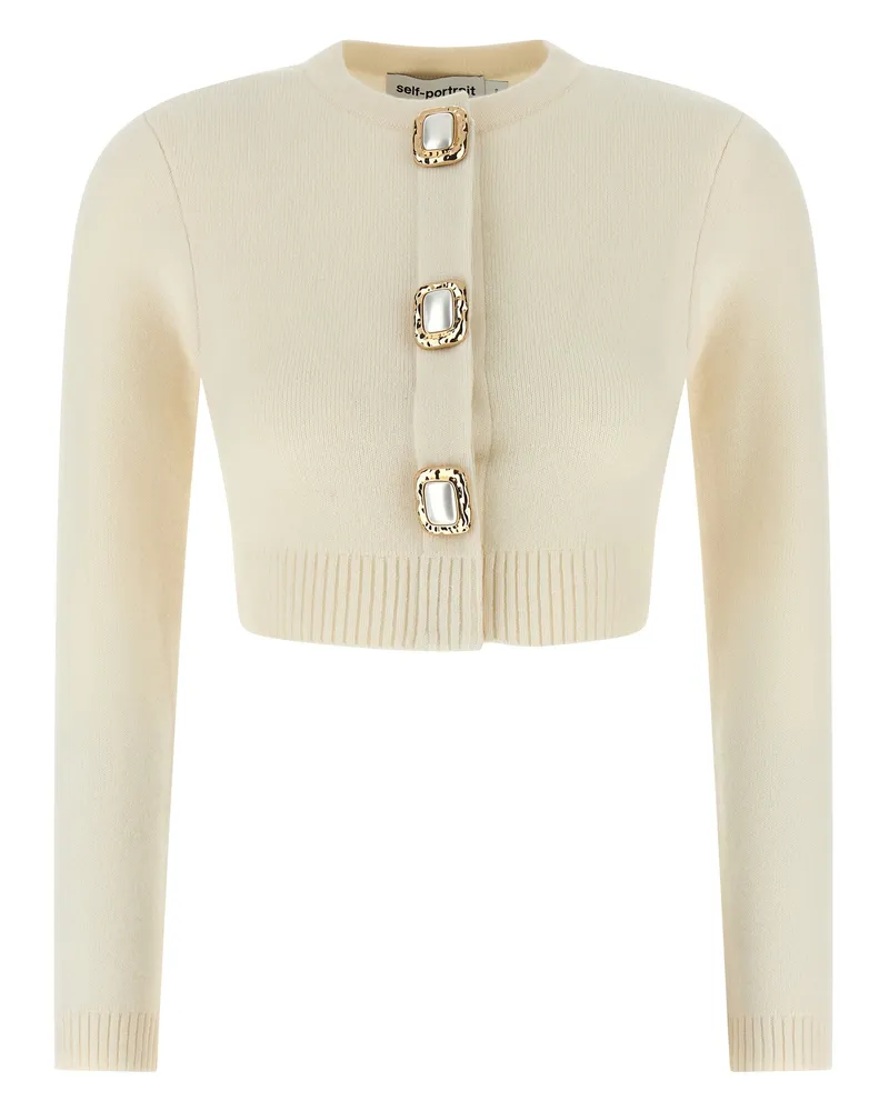 Self-Portrait Creme Wolle' Strickjacke White