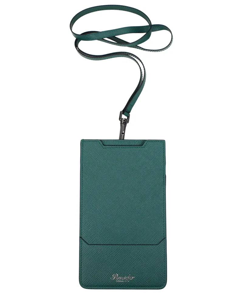 Pineider Handyhülle für Herren aus Leder in Grün/Malachit -
