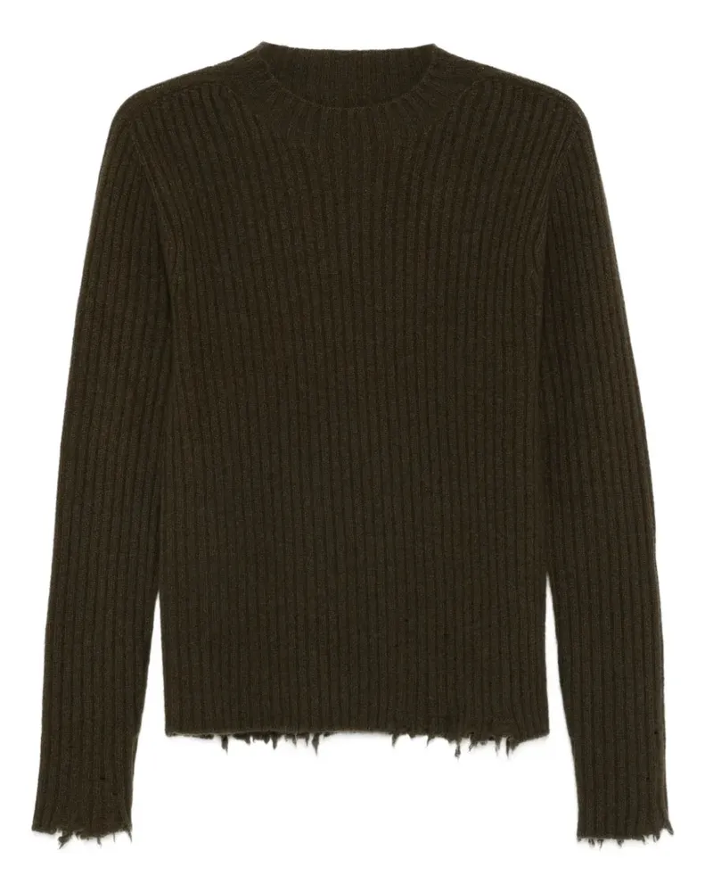 Uma Wang gerippter Pullover mit ausgefransten Kanten Uw480
