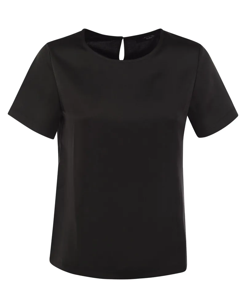 Weekend Max Mara Wochenende Max Mara Gilbert Satin und Jersey T -Shirt Black