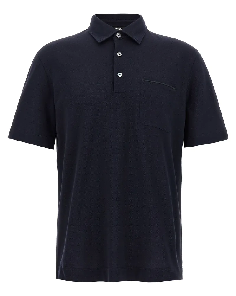 Ermenegildo Zegna Piqué Polo -Hemd Blue
