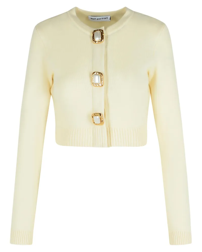 Self-Portrait Selbstporträtcreme -Woll -Strick -Strickjacke Cream