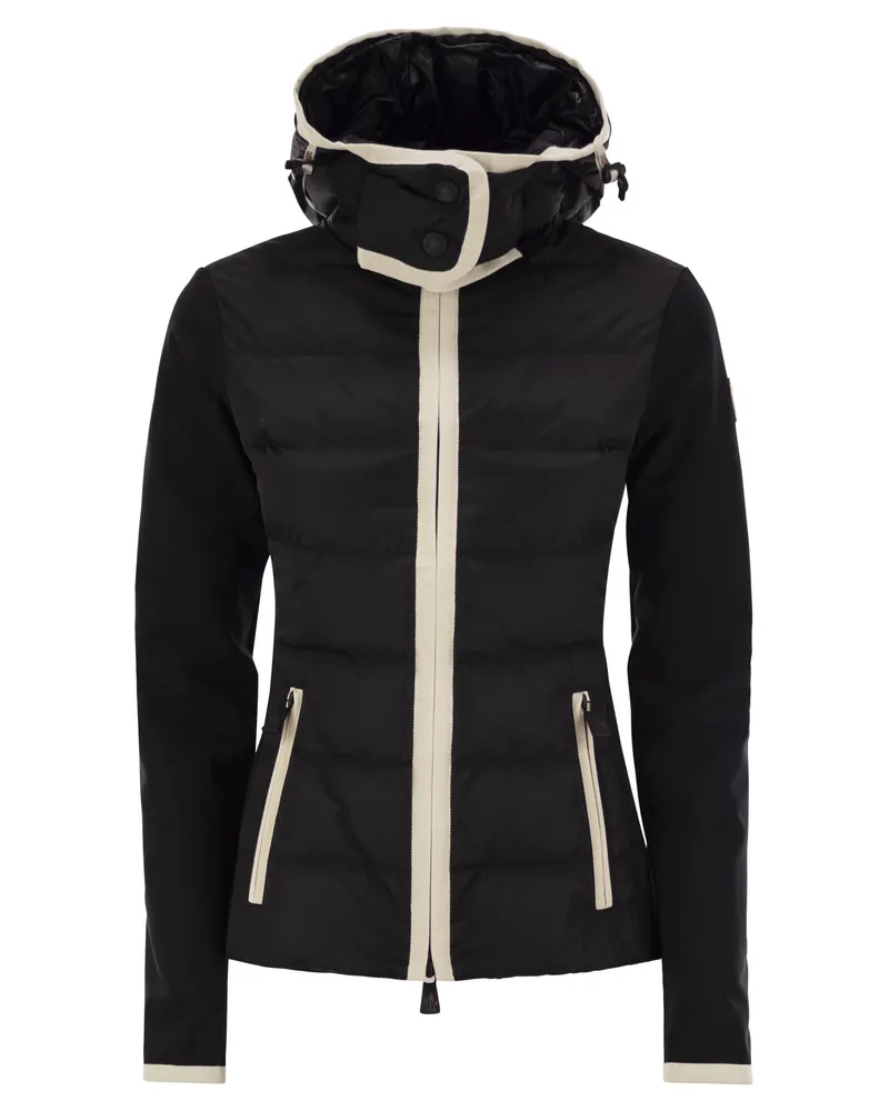 Moncler gepolstertes Sweatshirt mit Kapuze und Reißverschluss Black
