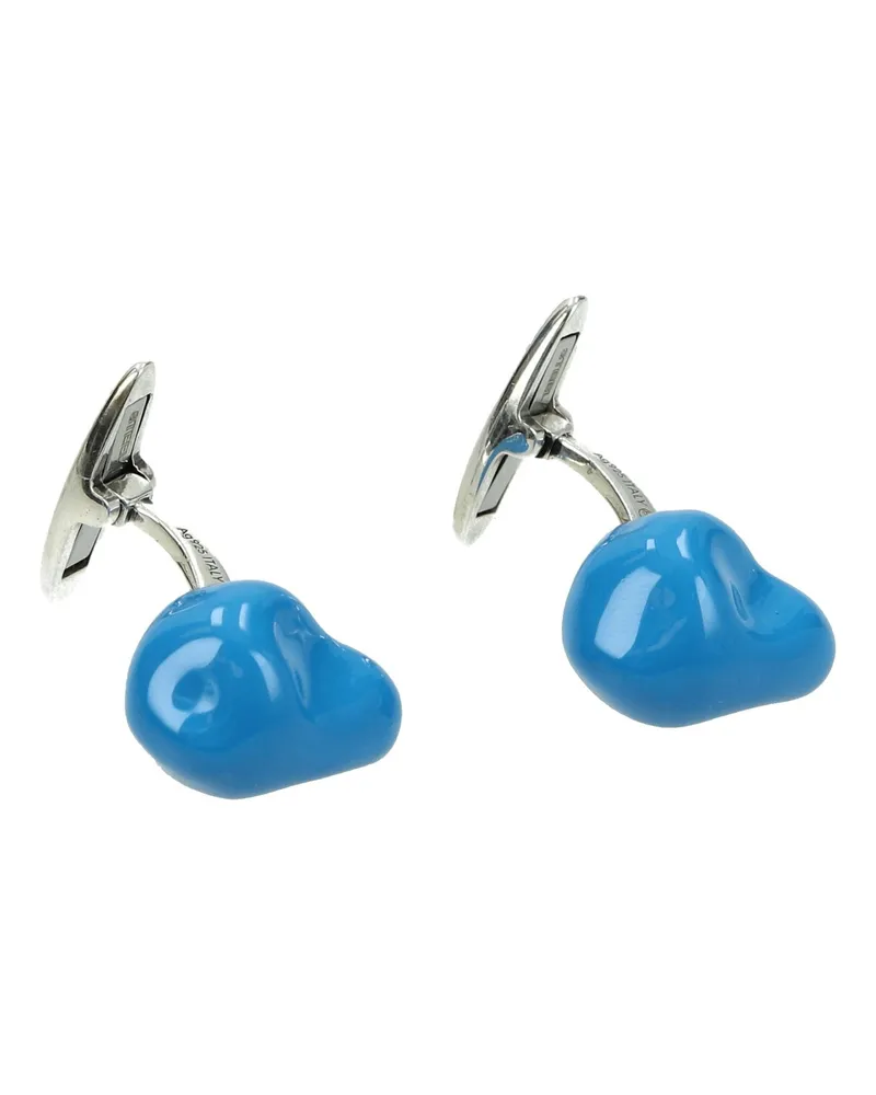 Bottega Veneta Herrens Manschettenknöpfe und Krawattenklammer Silberblau/Stahlblau -