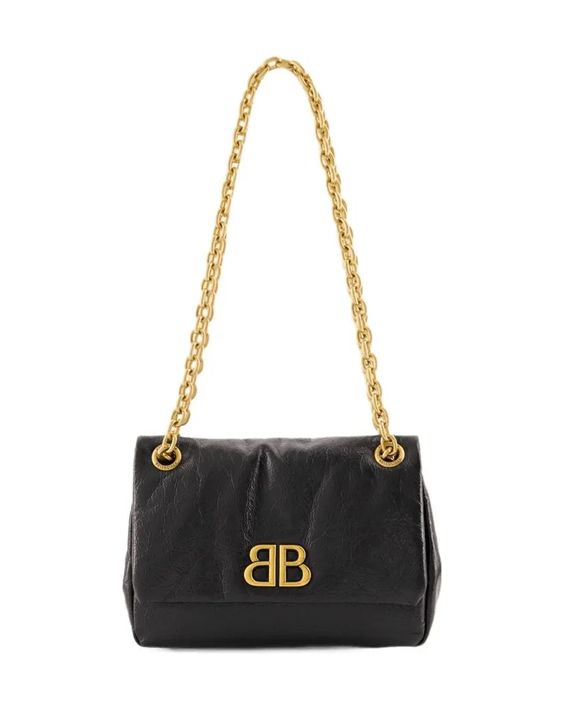 Balenciaga Monaco Mini -Umhängetasche  Leder schwarz Schwarz