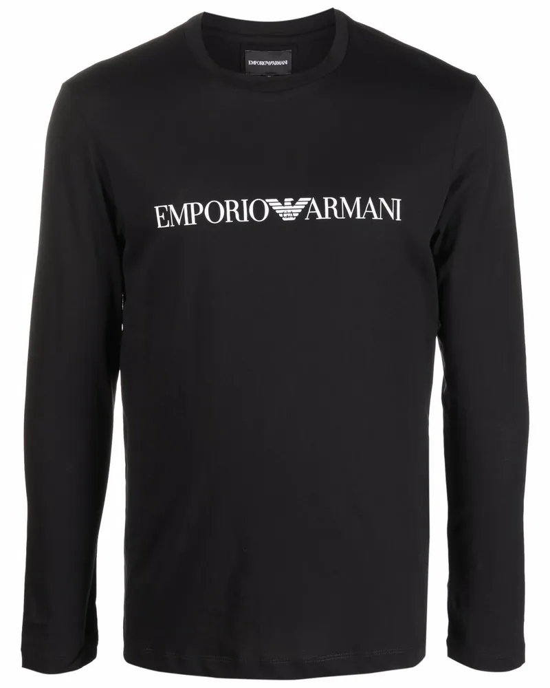 Emporio Armani Logo Baumwoll -T -Shirt Black