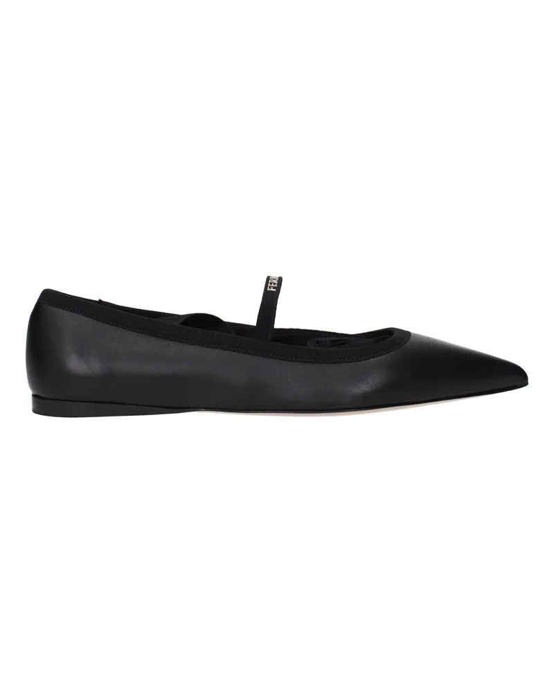 Ferragamo Carice Ballerina Damens Leder Schwarz -