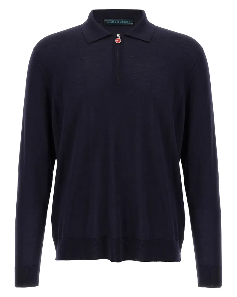 Kiton Strick -Polo -Hemd Blue