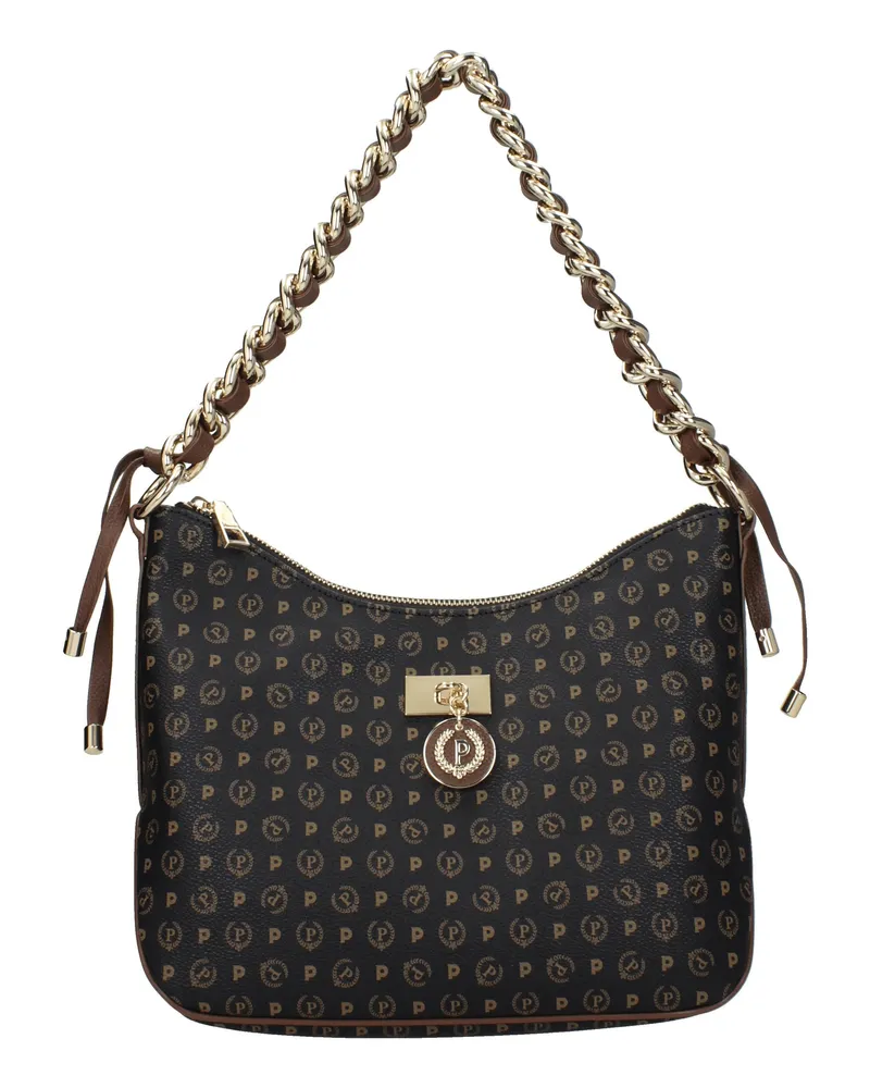 Pollini Damens Umhängetaschen PVC Schwarz/Braun -