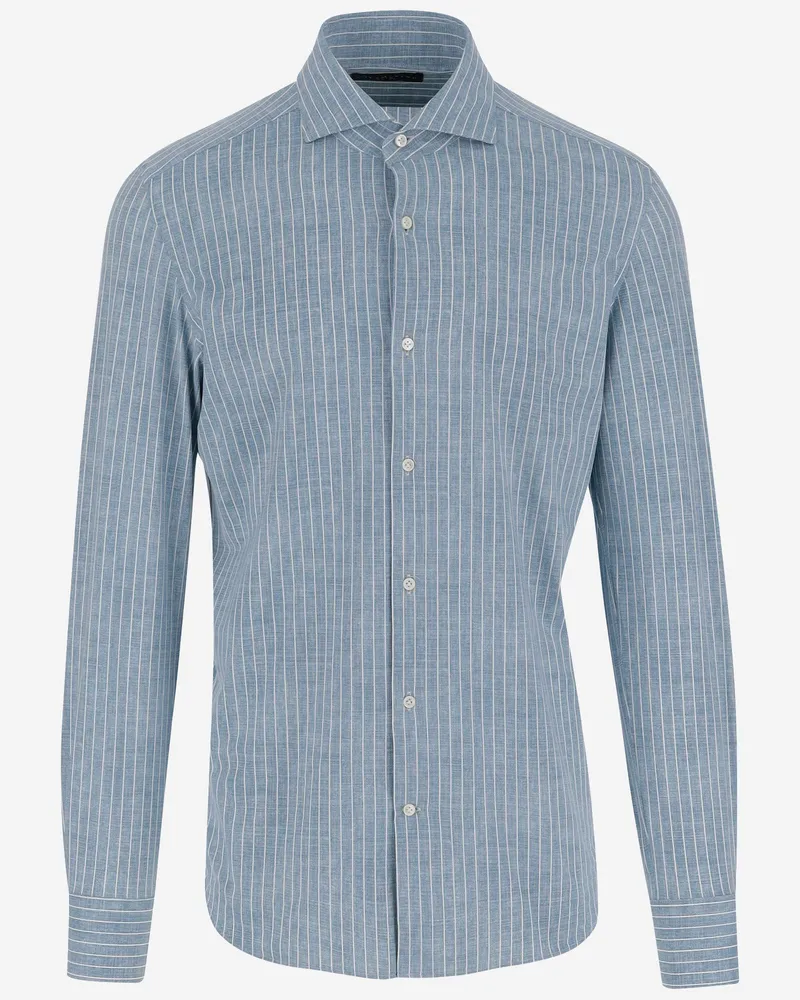 Brian Dales Classic Striped Shirt Blue