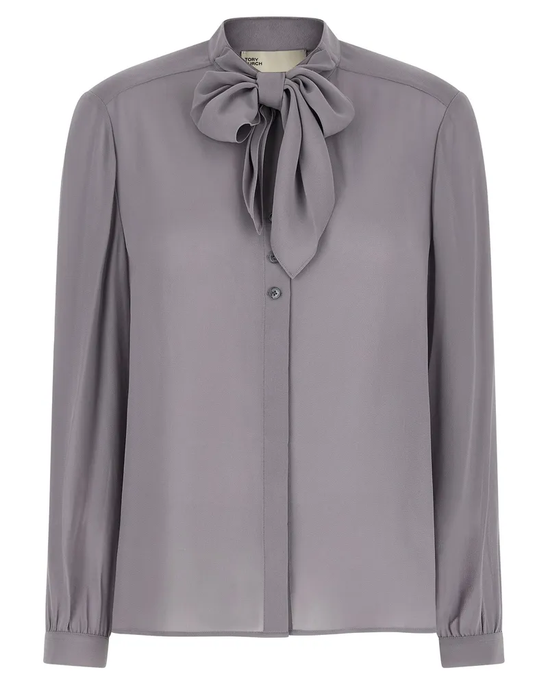 Tory Burch Bluse „Georgette Bow Gray