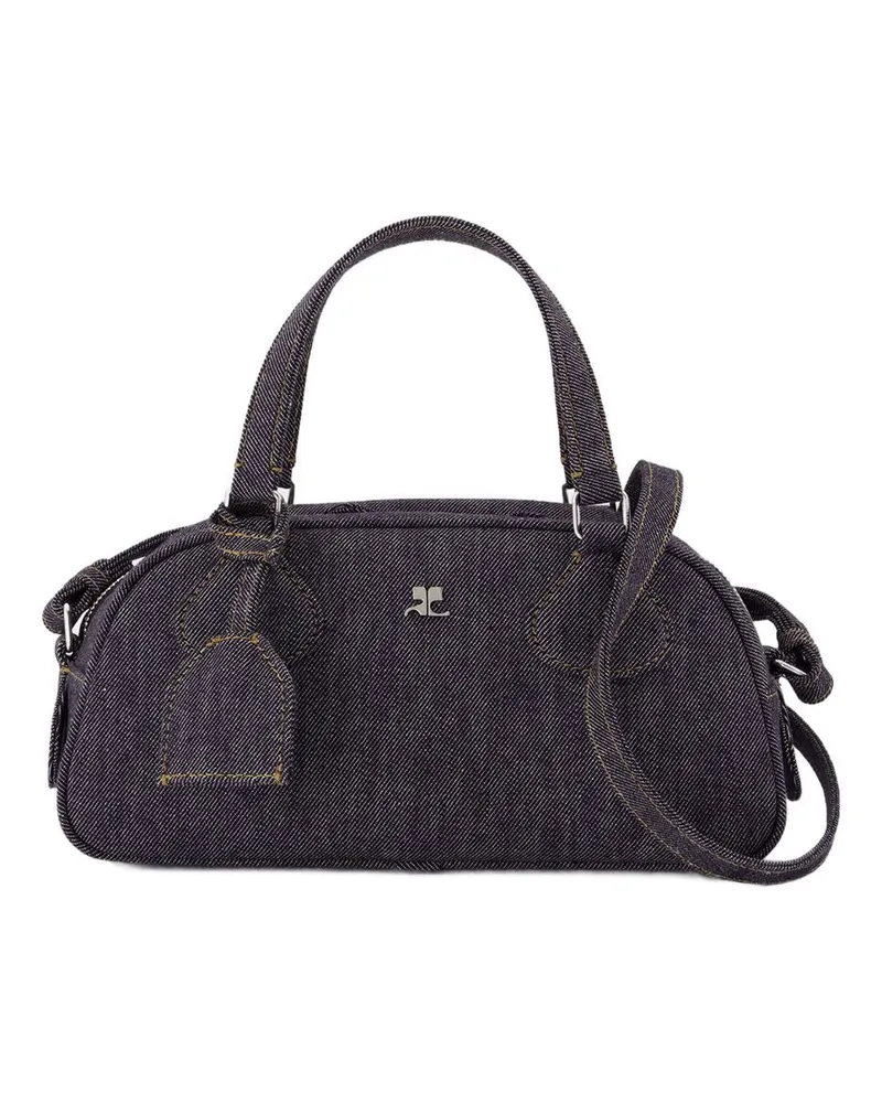 Courrèges Friday Bowling Baguette Umhängetasche  Leder Grau Grau