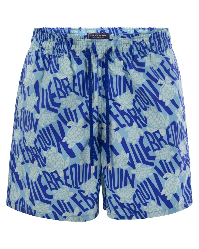 Vilebrequin Moorea gemusterte Strandshorts Bluette