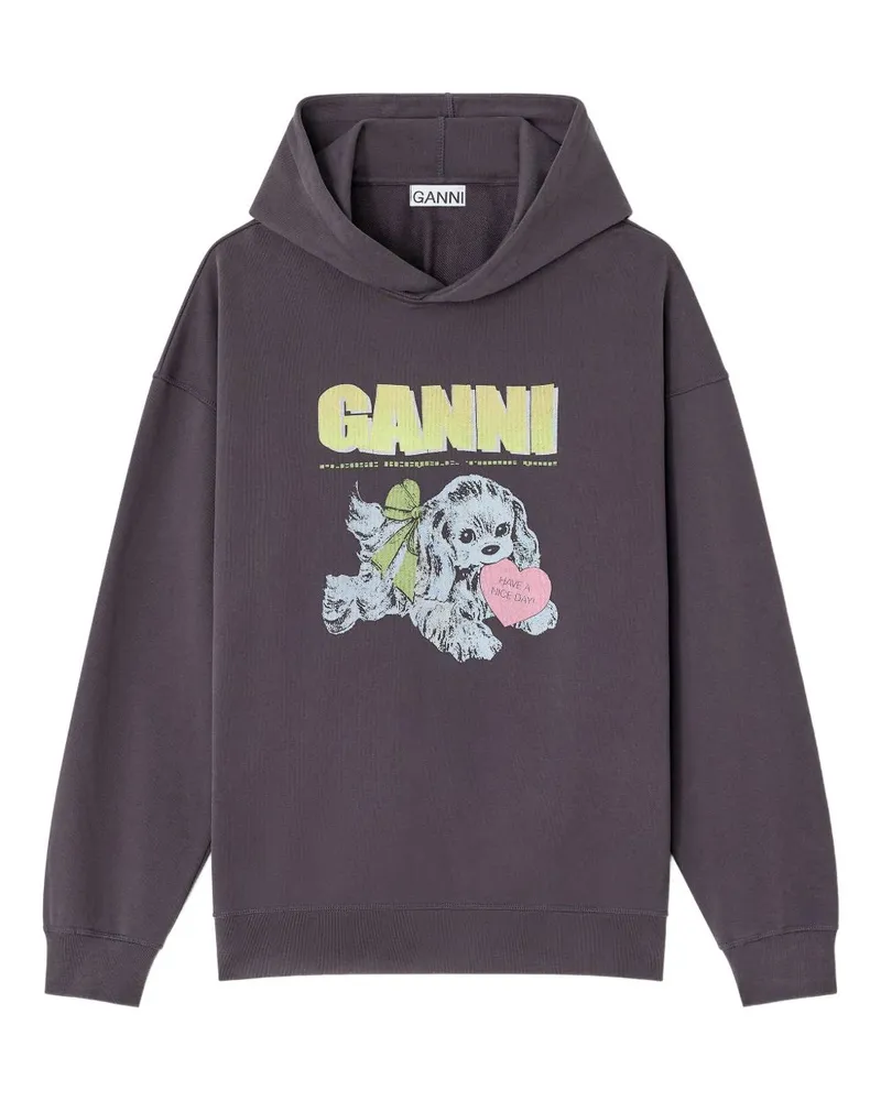 Ganni Isoli Bio -Baumwoll -Hoodie Grey