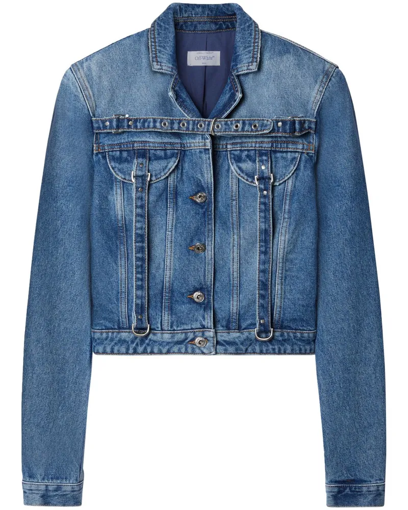 OFF-WHITE Cropped Jeansjacke Blue