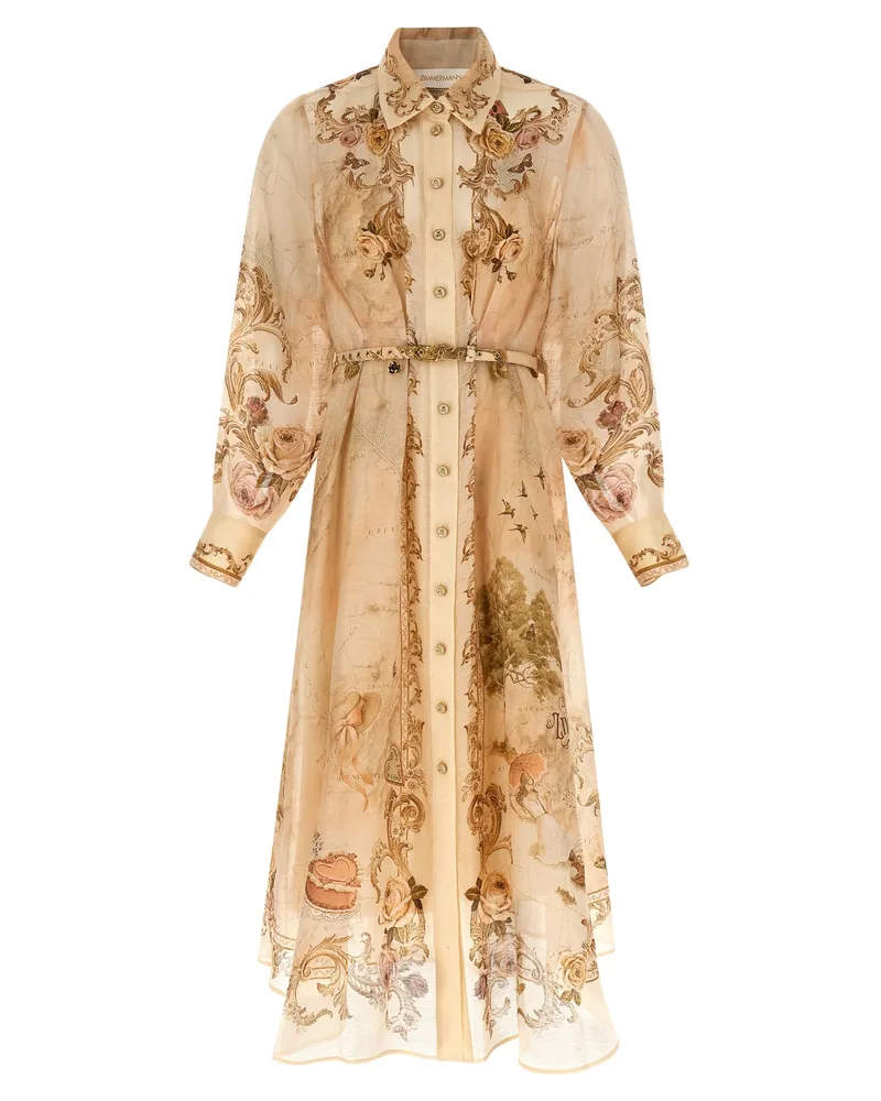 Zimmermann Memento Buttoned Midi' Kleid Beige