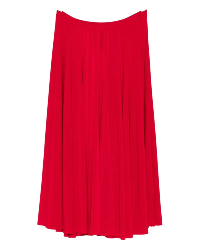 Norma Kamali plissierter Midi -Rock Red