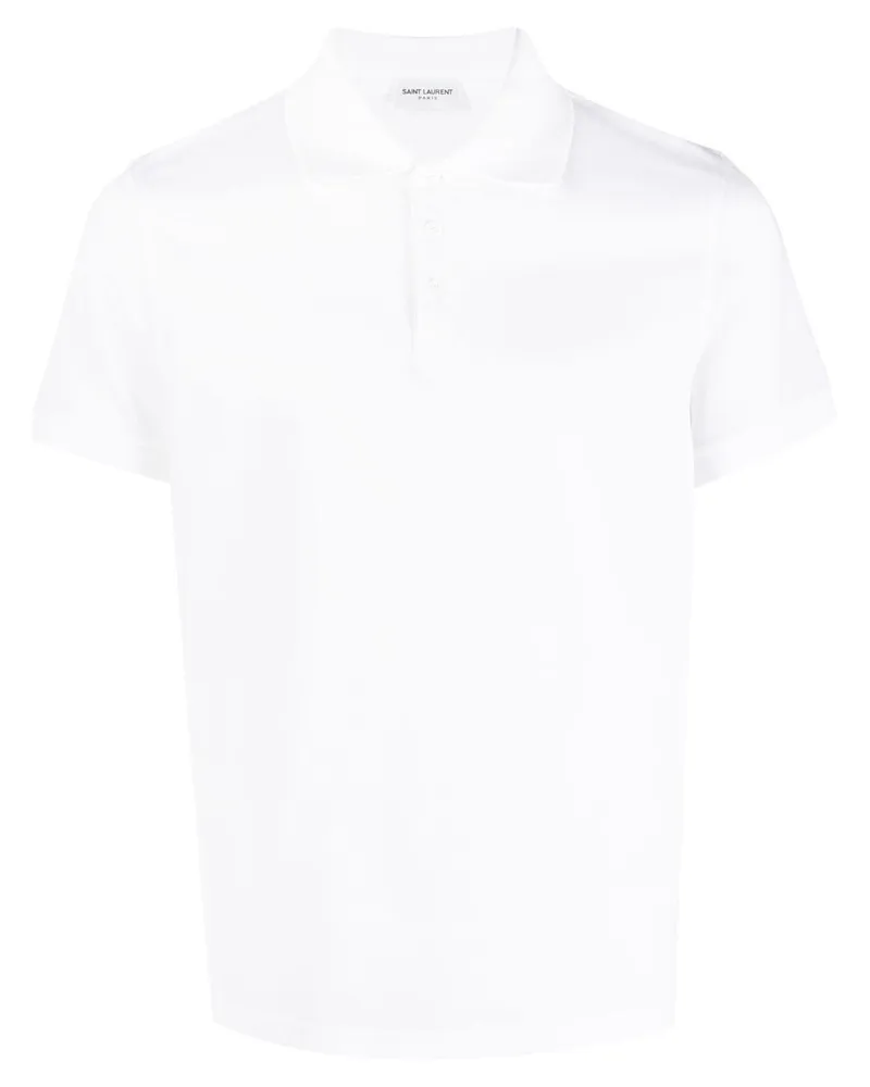 Saint Laurent Monogramm Baumwolle Piqué Polo -Hemd White