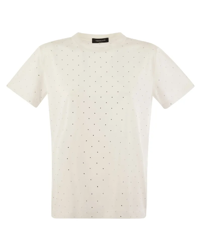 Fabiana Filippi Jersey T -Shirt mit überall Stickerei White