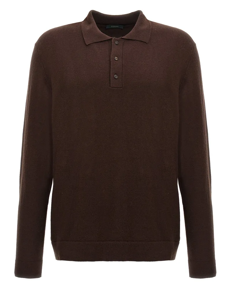Zanone Cashmere Woll Polo Shirt Brown