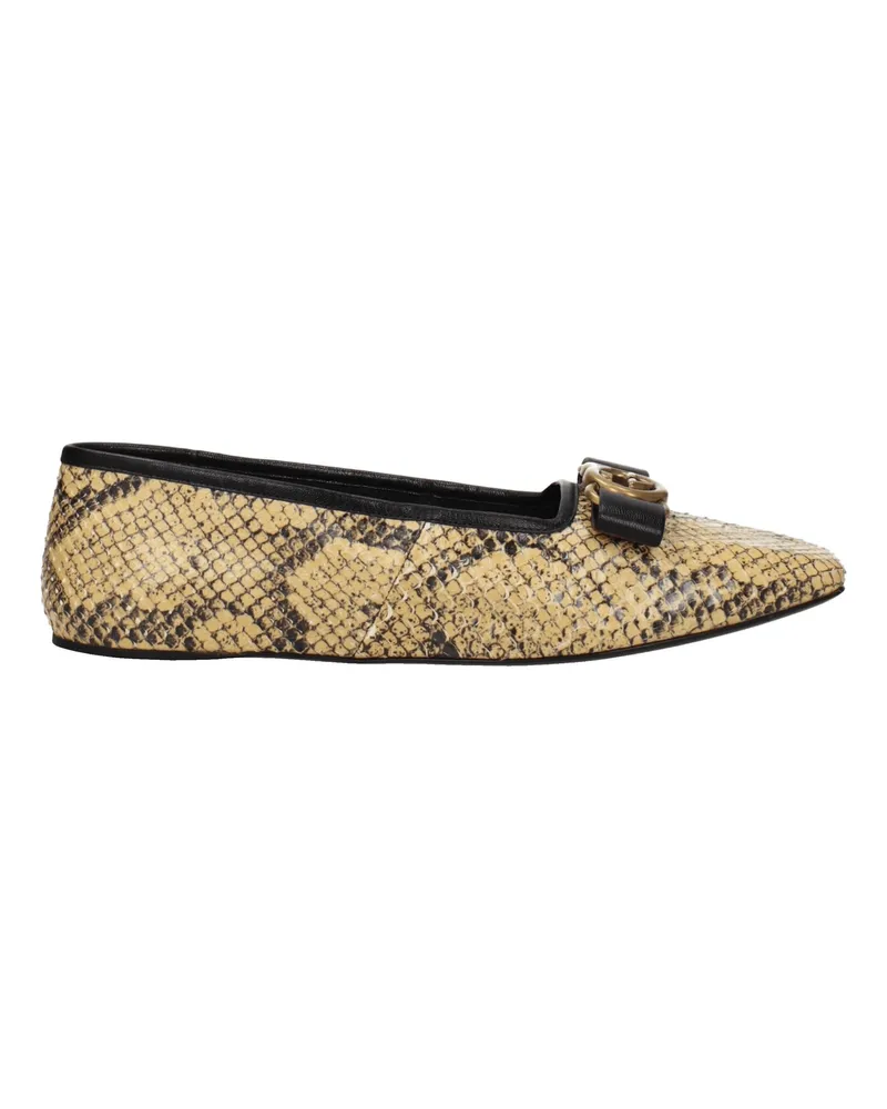 Gucci Damens Ballerina Pythonleder Beige -