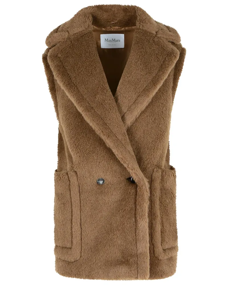 Max Mara Bormida 1234' 'Teddy' Weste in Alpaka und brauner Wolle Brown
