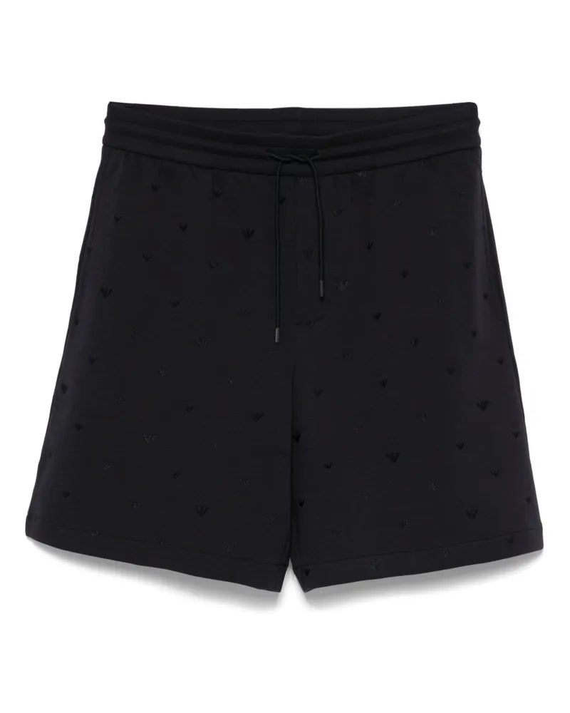 Emporio Armani Allover Logo -Baumwollshorts Blue
