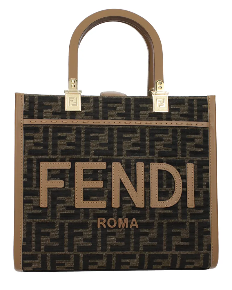 Fendi Sunshine Damens Braune Stoffhandtaschen -