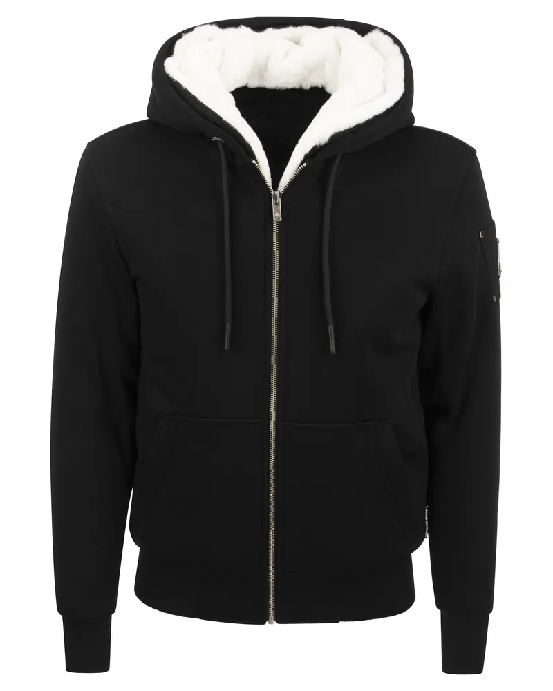 Moose Knuckles Elch Knuckles Classic Bunny Faux Fell Gefüttertes Hoodie Black