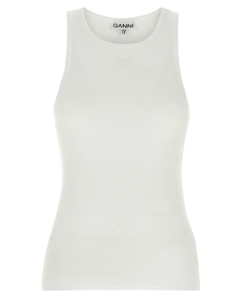 Ganni Rippenoberteil White