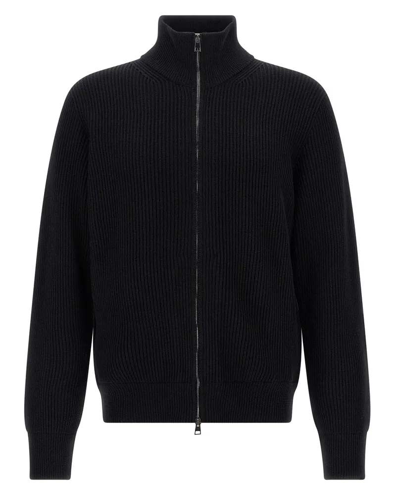 Roberto Collina Rippen -Strickjacke Black