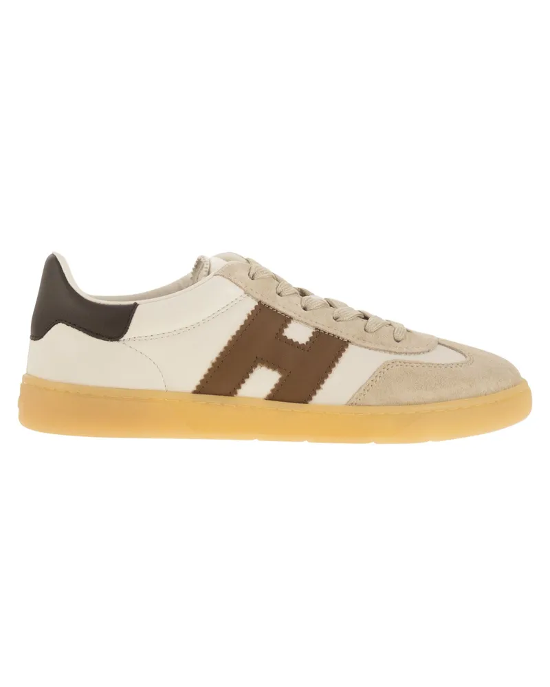 Hogan coole Leder- und Wildleder -Trainer Beige