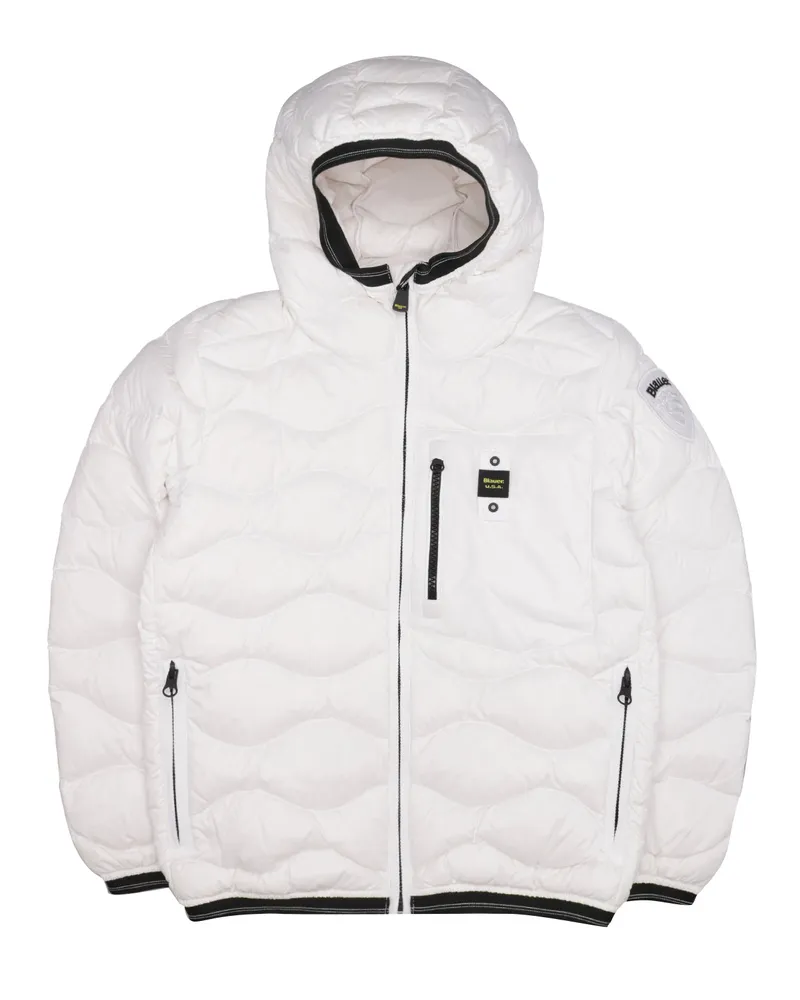 Blauer Mäntel weiß White