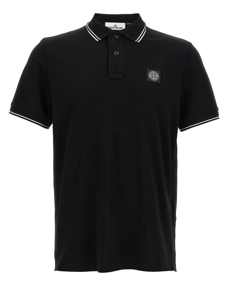 Stone Island Logo Patch Polo Shirt White