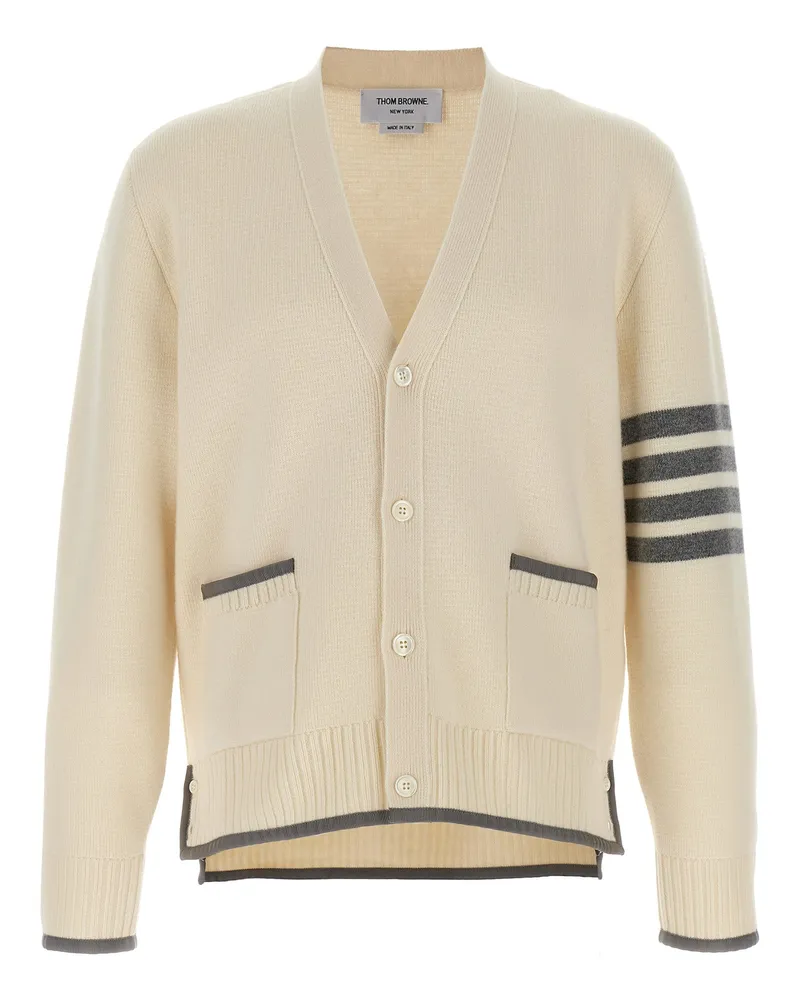 Thom Browne Bar' Woll -Strickjacke White